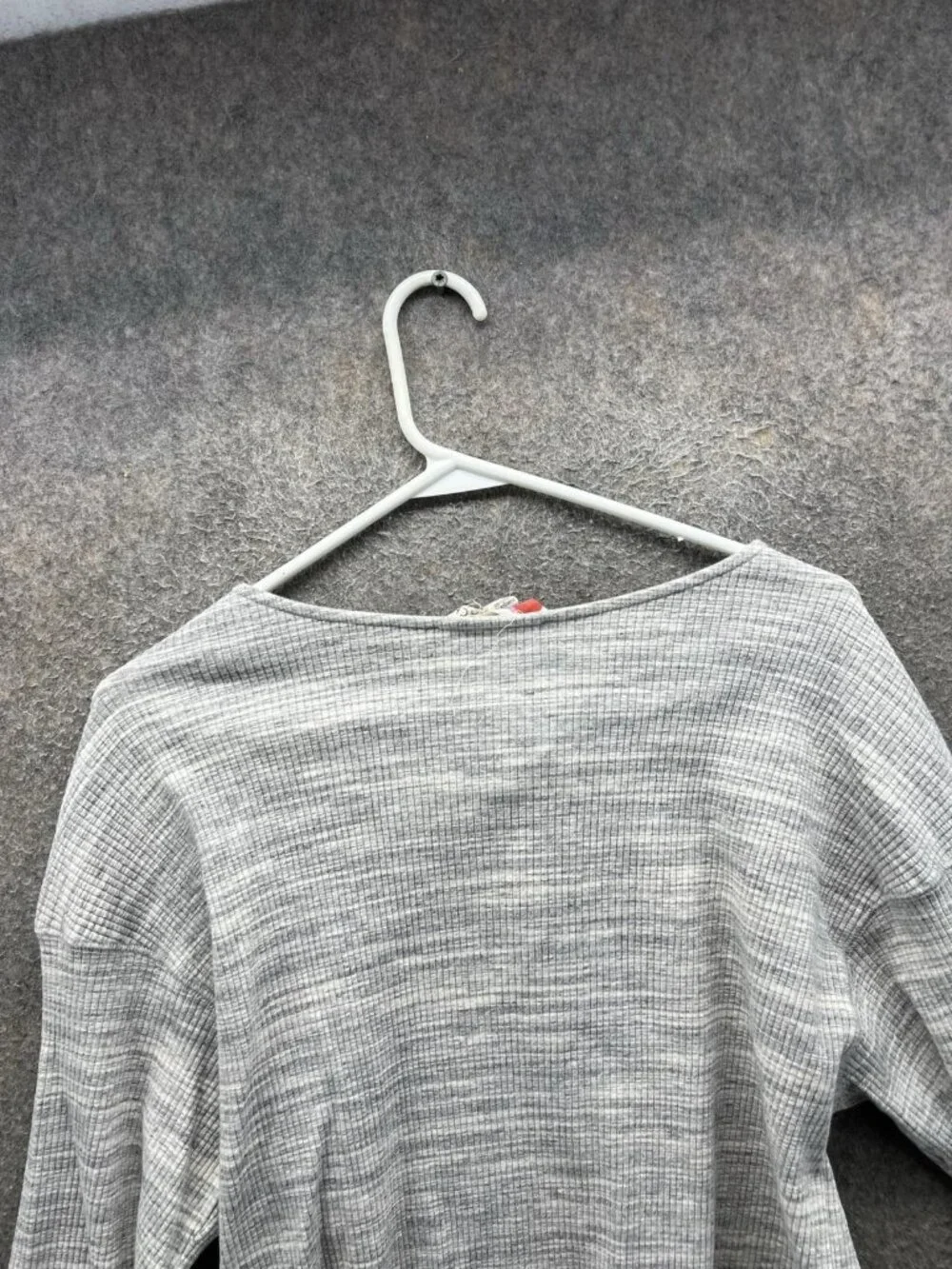 Free People Beach Shirt Women Medium Gray Cropped Henley Thermal Knit